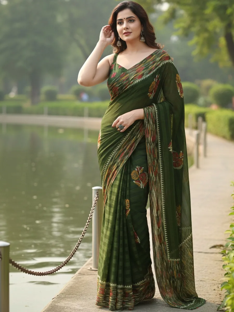 Floral Pure Chiffon Saree