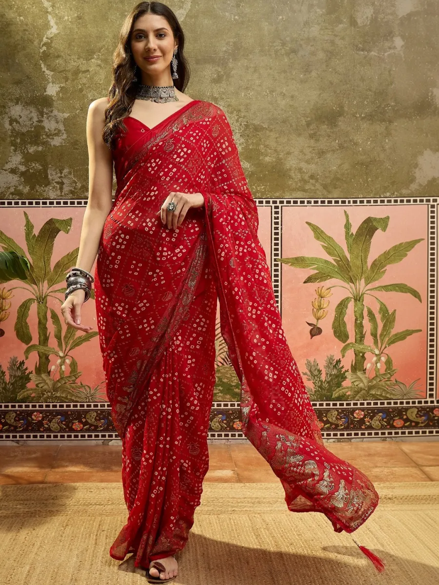 Printed Bandhani Sarees