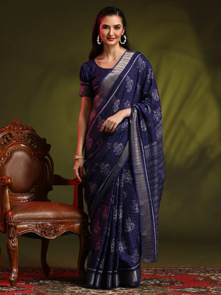Printed Zari Detailed Saree