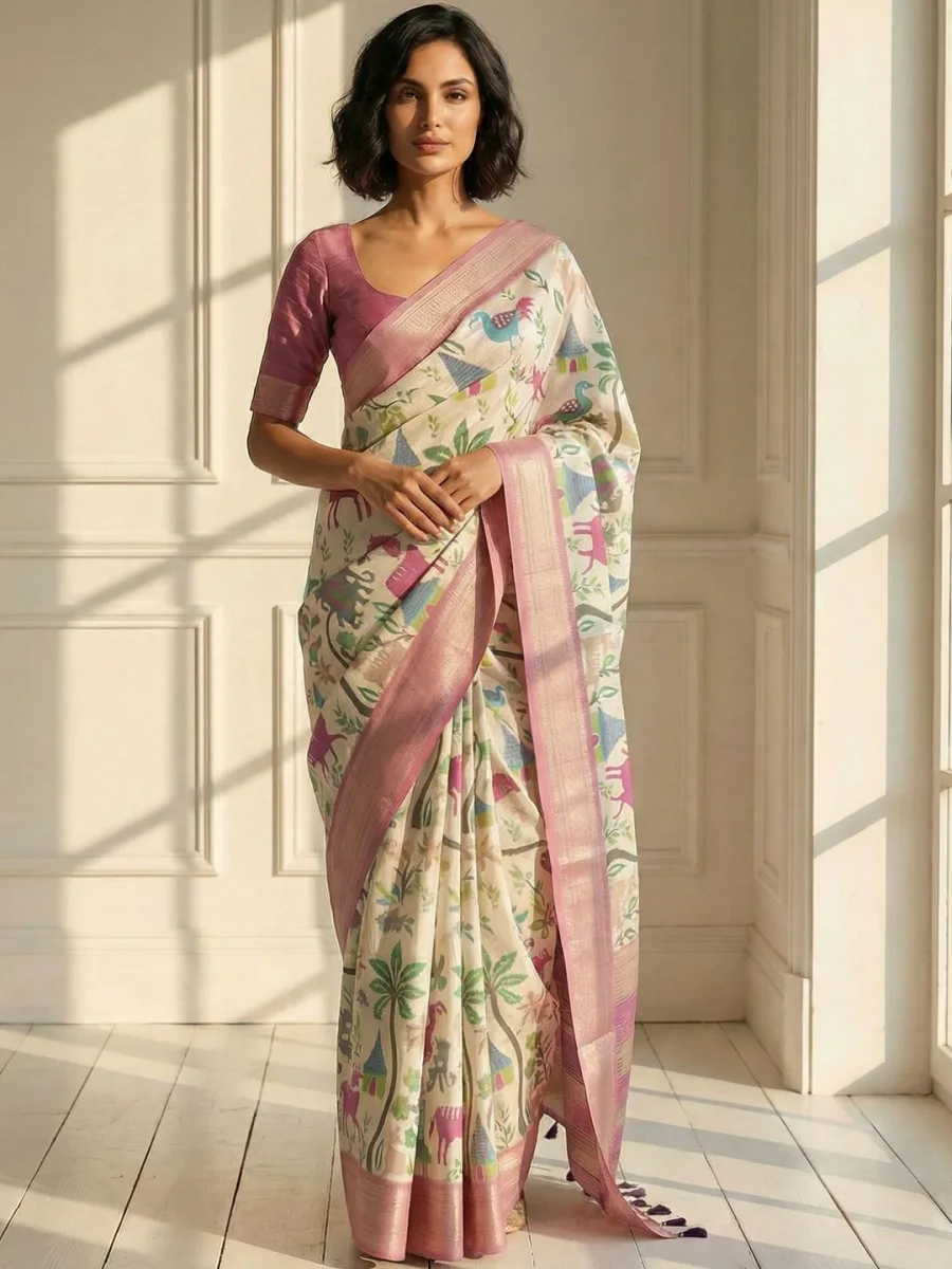 Dola Silk Block Print Saree