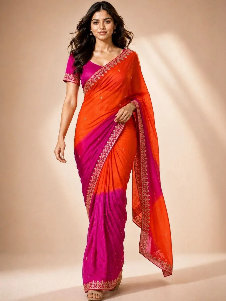 Embellished Poly Chiffon Saree