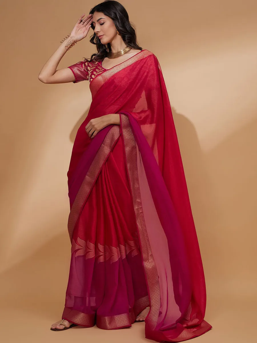 Zari Detail Pure Chiffon Saree