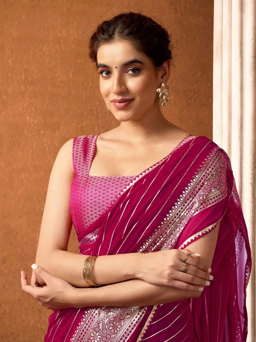 Striped Pure Georgette Saree
