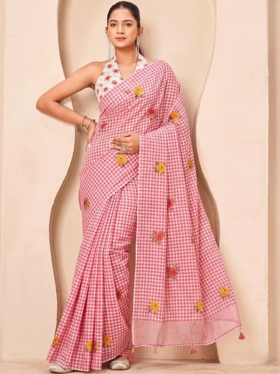 Checked Saree