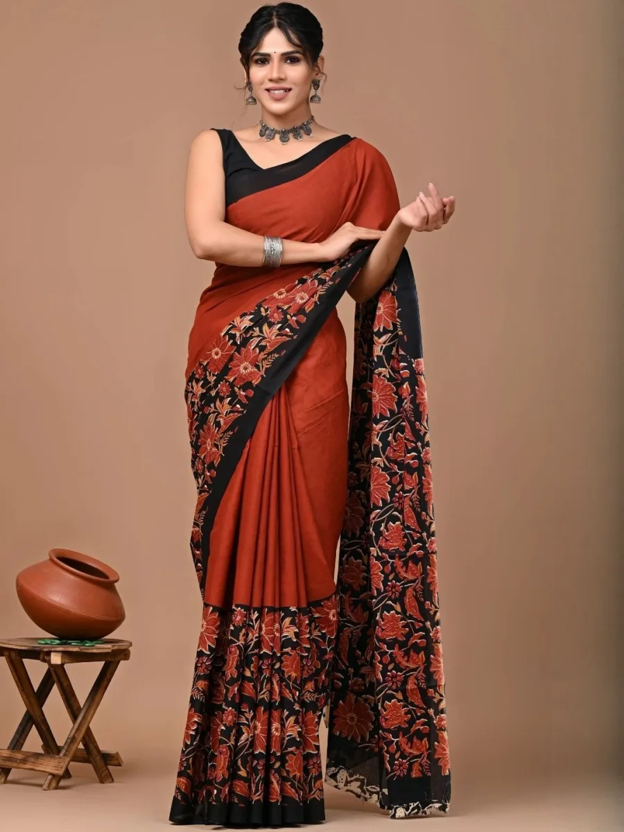Printed Cotton Ikat Saree