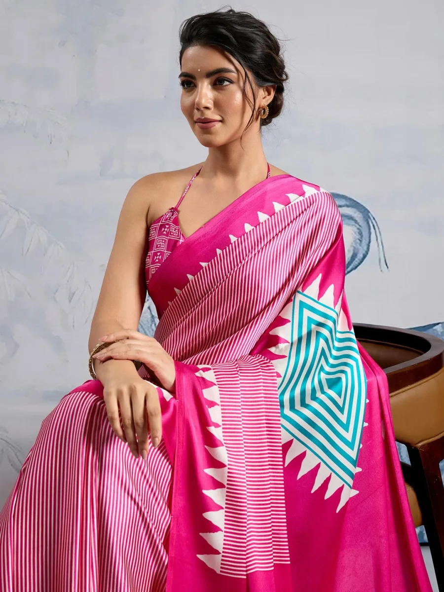 Printed Satin Banarasi Saree