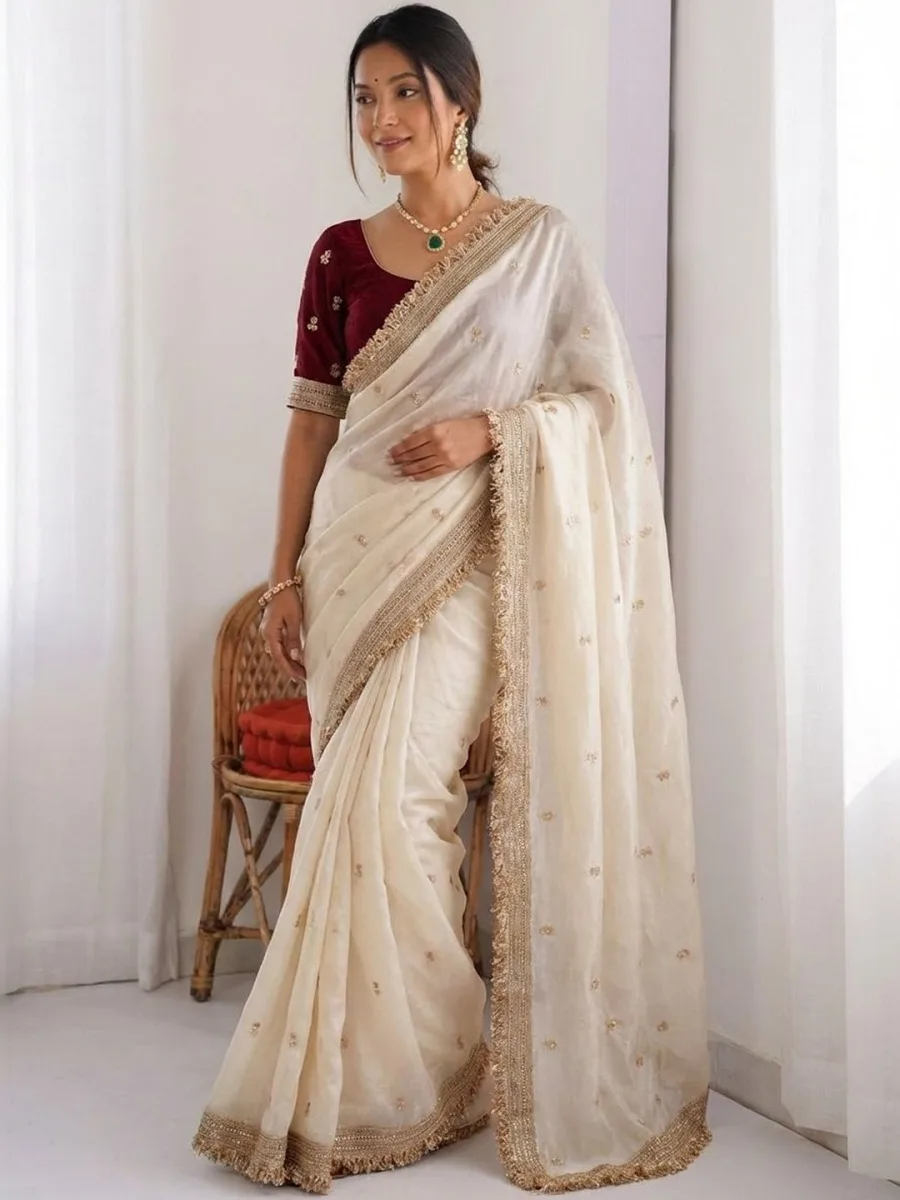 Embellished Pure Chiffon Saree