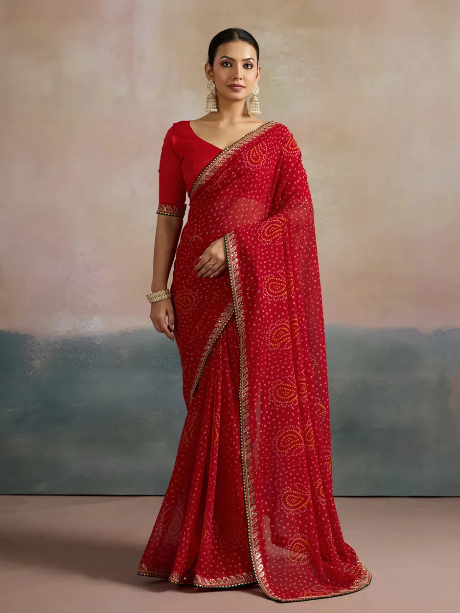 Pure Georgette Bandhani Saree