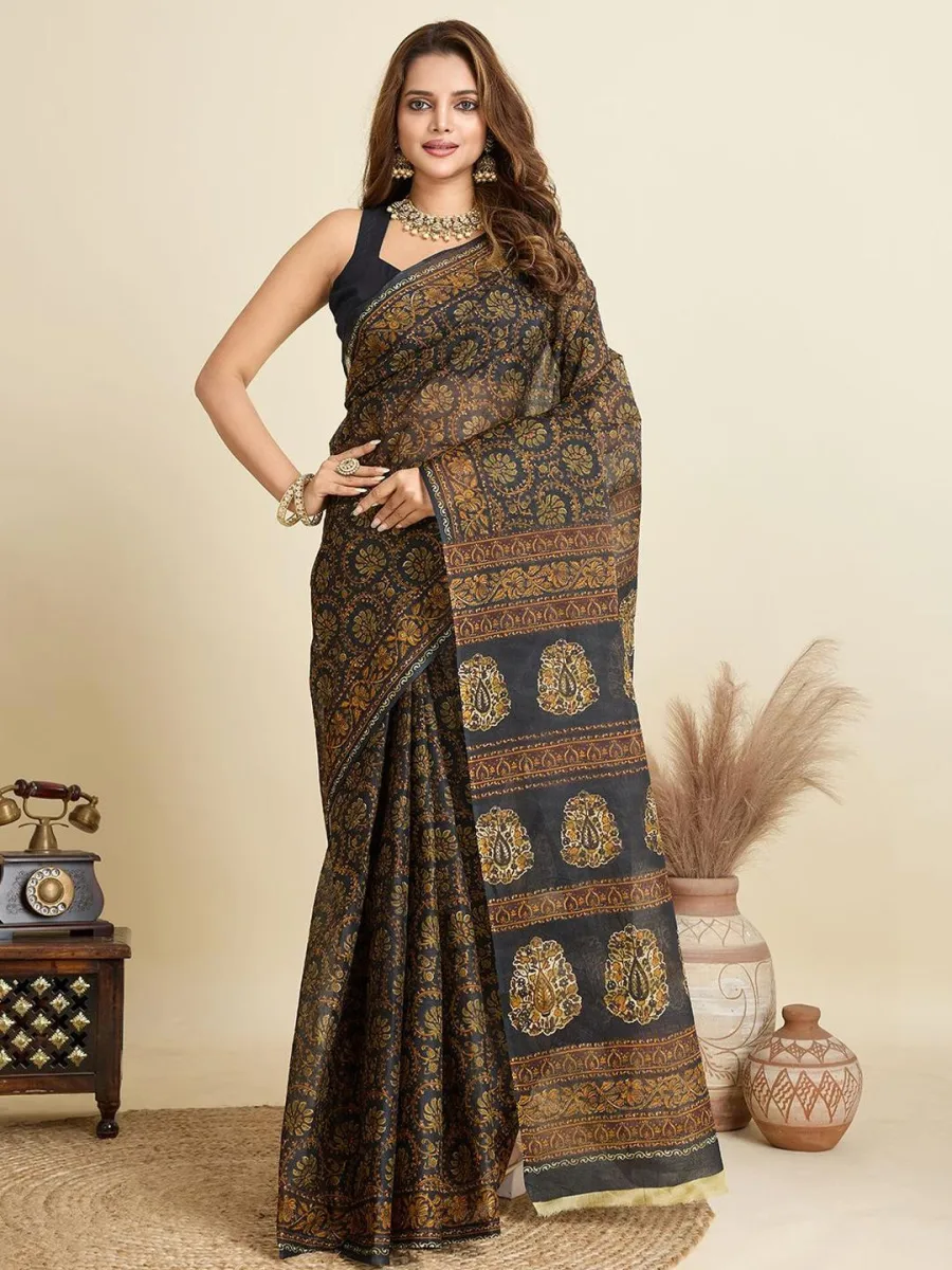 Ethnic Motif Pure Cotton Saree