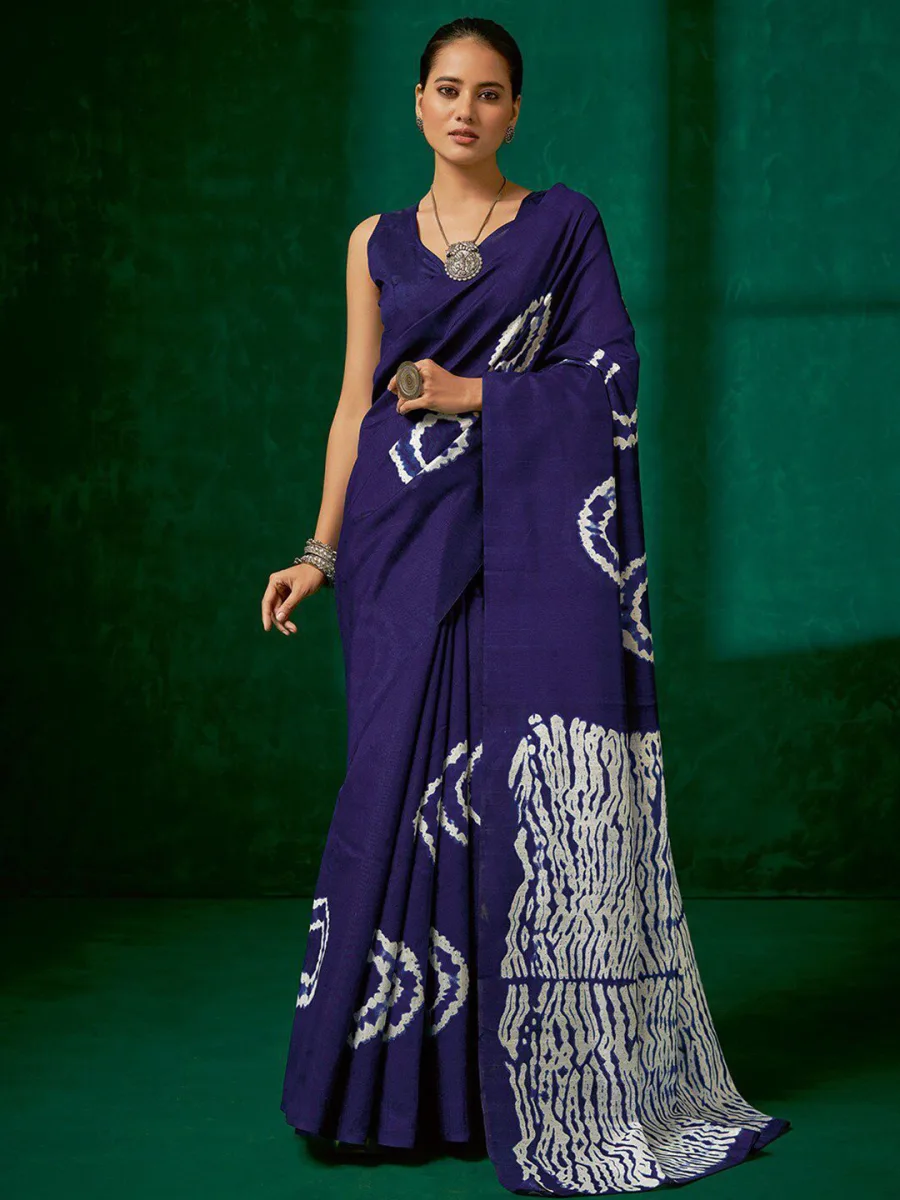 Tie and Dye Block Print Saree