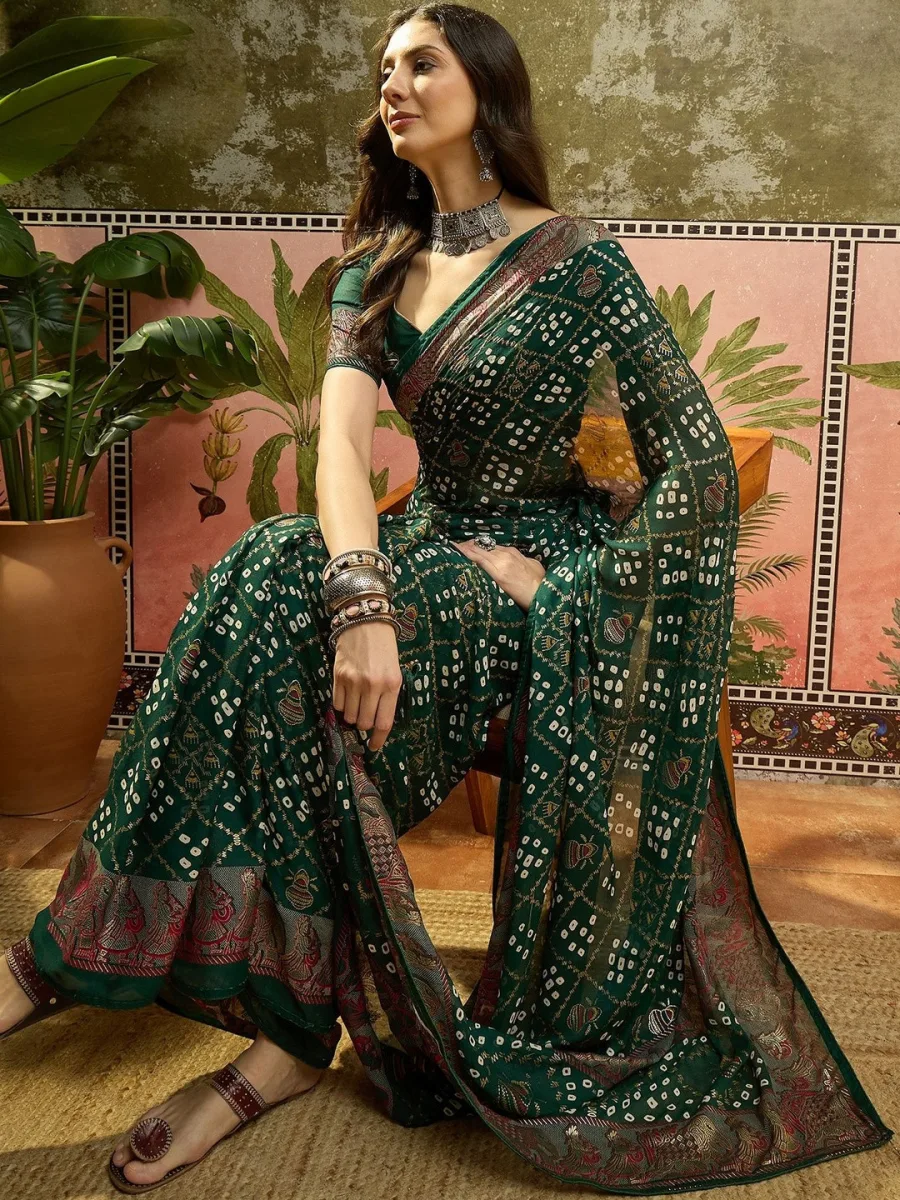 Georgette Designer Saree — Wine