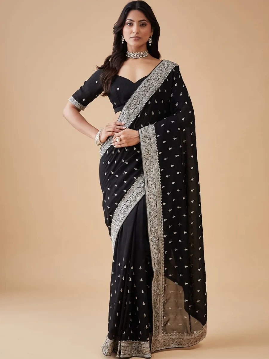 Silk Saree with Blouse — Wine