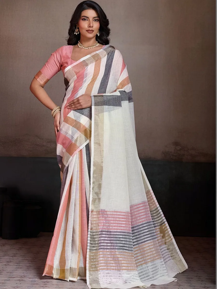 Cotton Designer Saree — Caramel