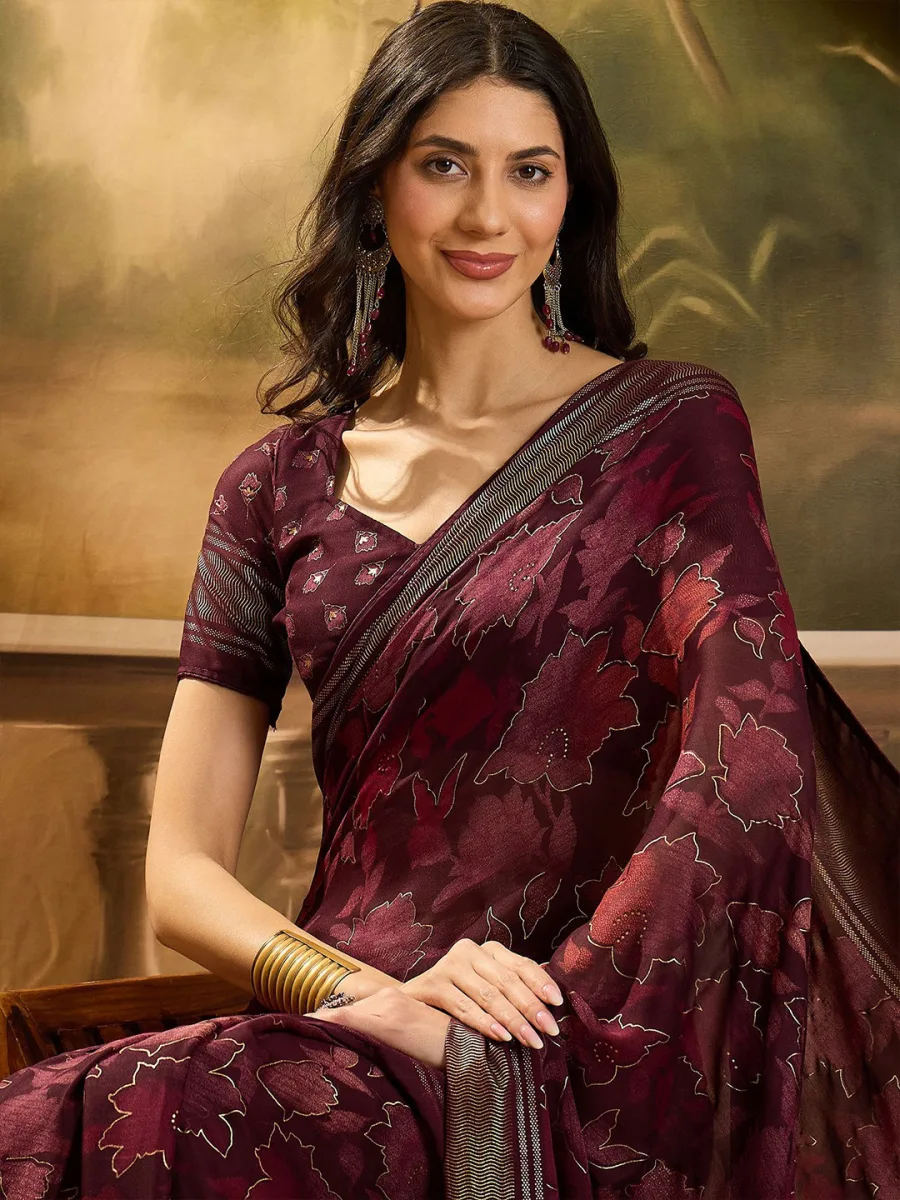 Floral Saree With Blouse Piece
