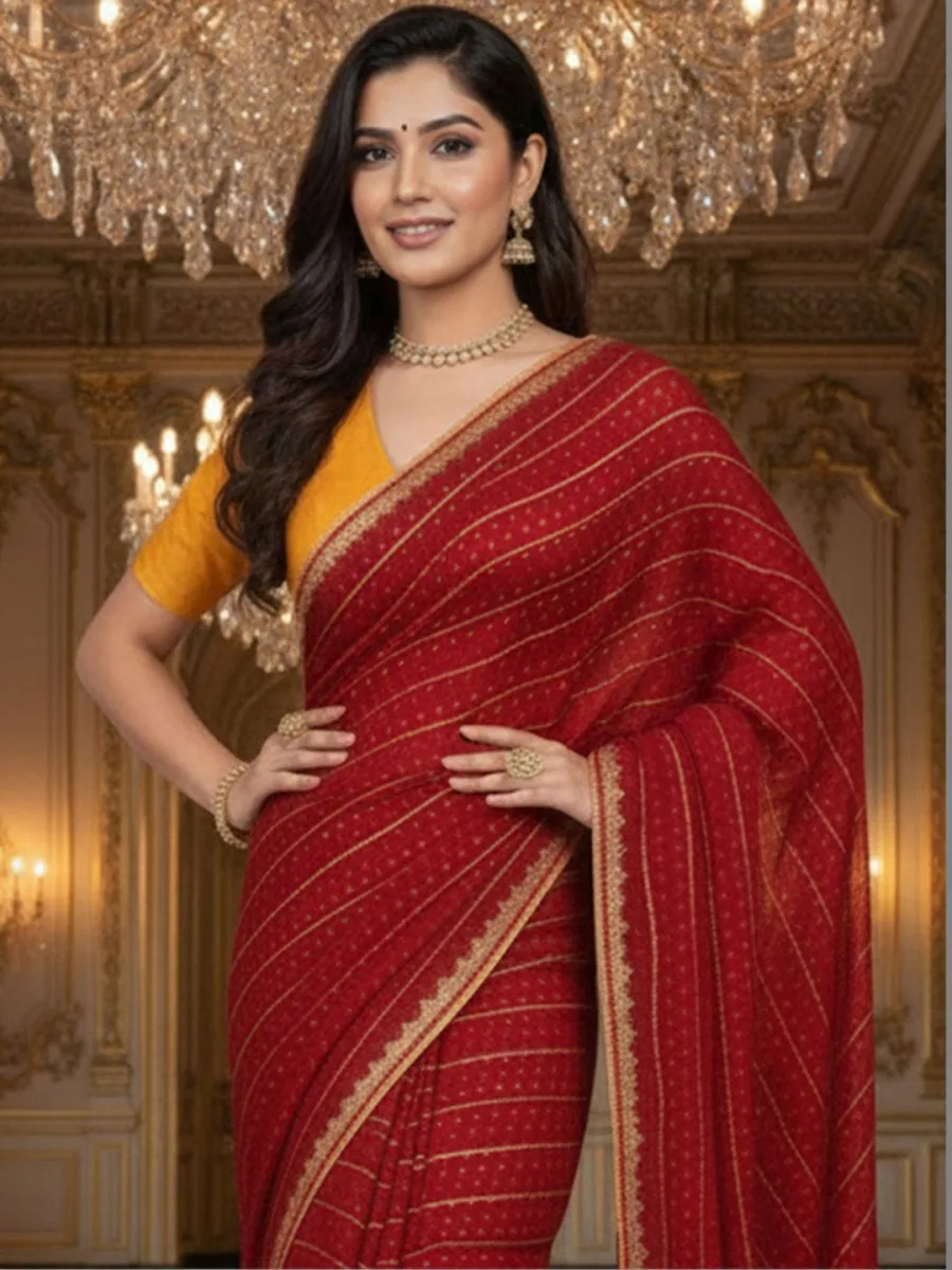Ethnic Motifs Bandhani Silk Blend Saree