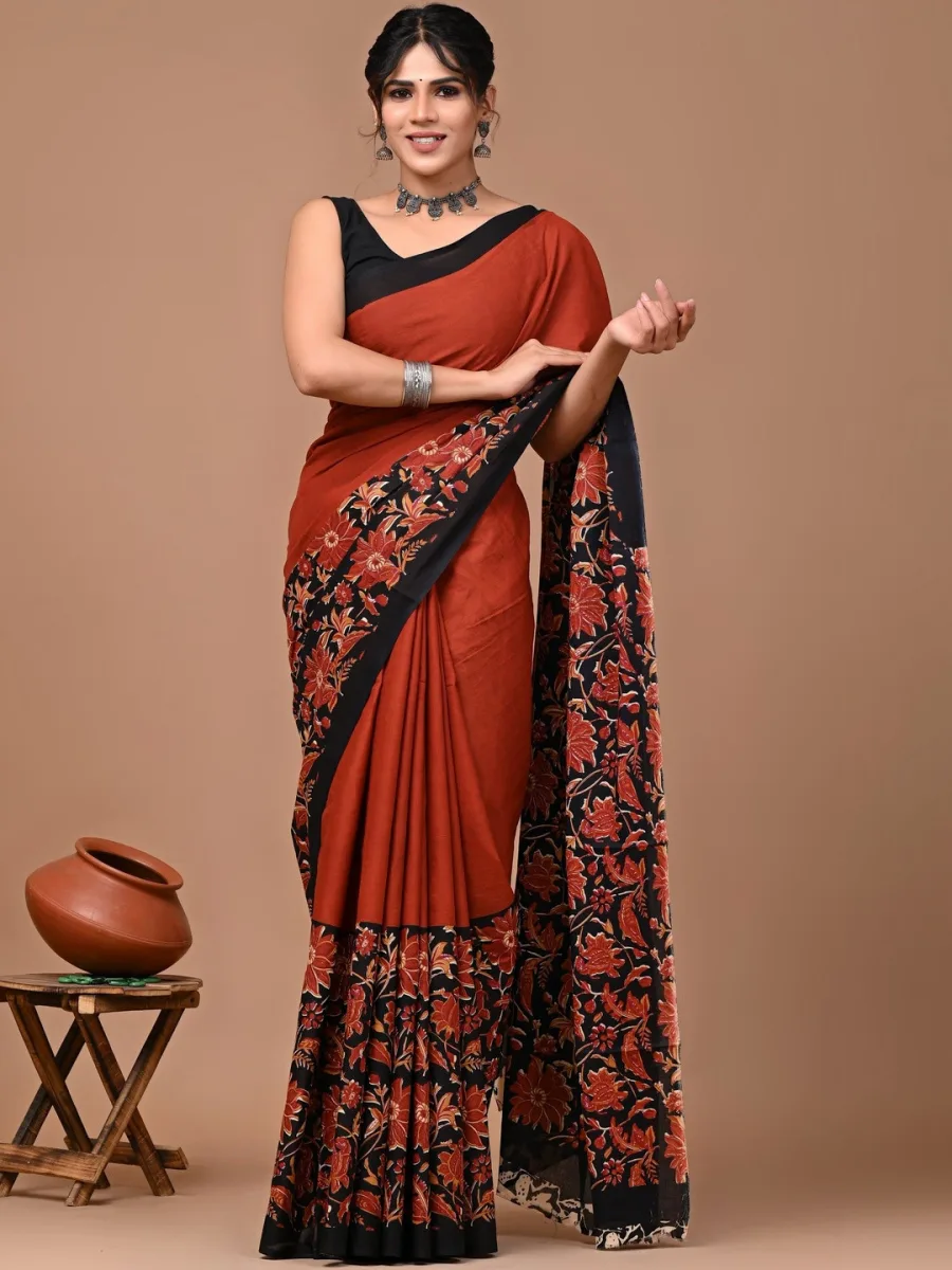 Floral Ikat Pure Cotton Saree