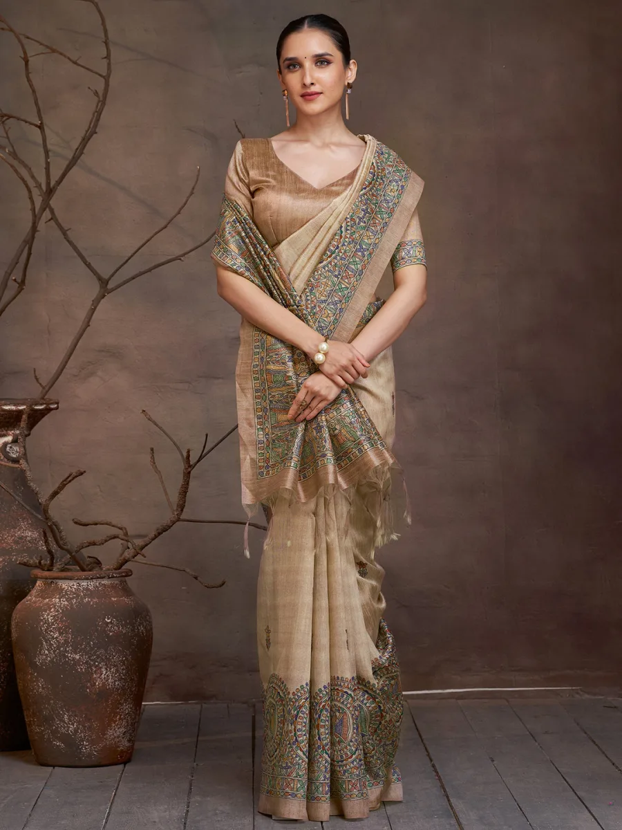 Georgette Saree with Blouse — Espresso