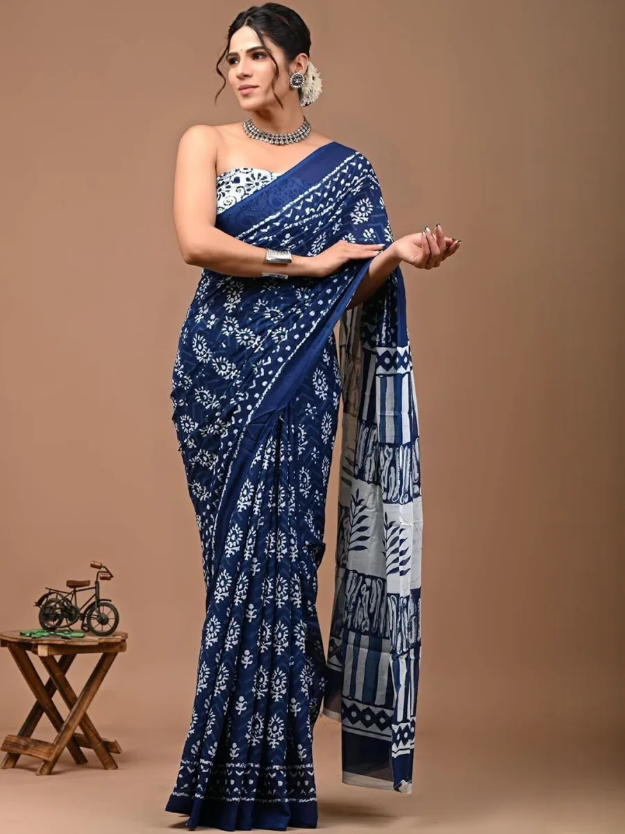 Printed  Cotton Ikat Saree
