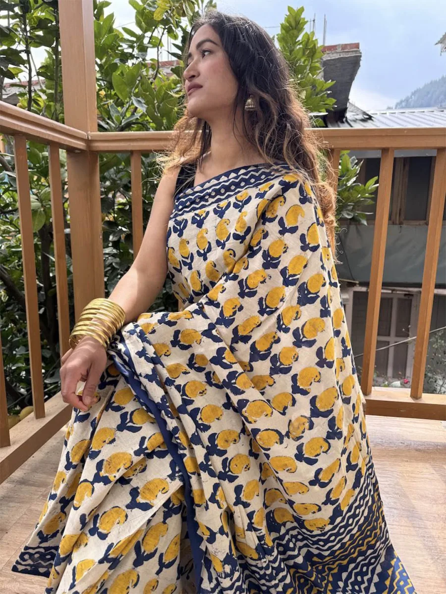 Pure Cotton Bagru Saree