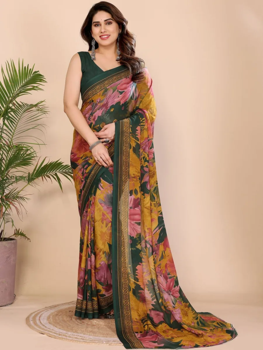 Floral Pure Georgette Saree