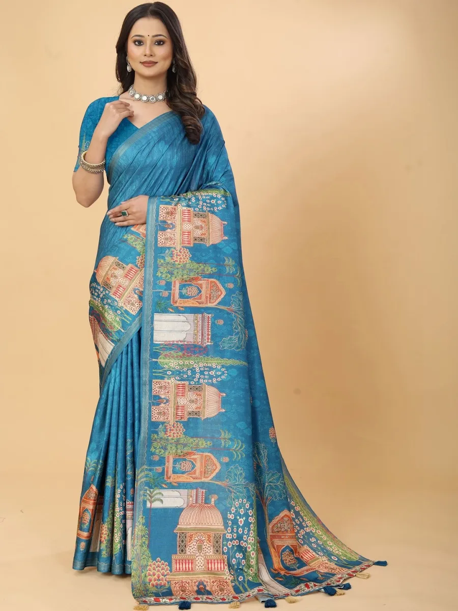 Ethnic Motifs Tussar Silk Cotton Saree