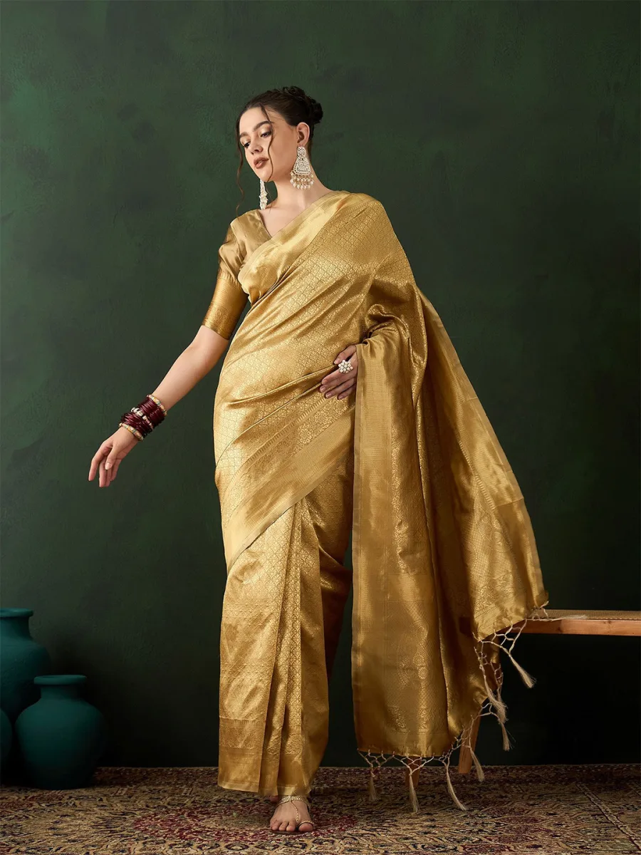 Silk Printed Saree — Nude