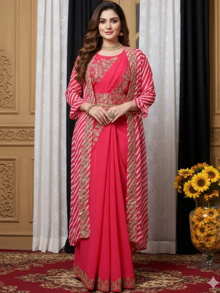 Ethnic Motifs Poly Georgette Saree