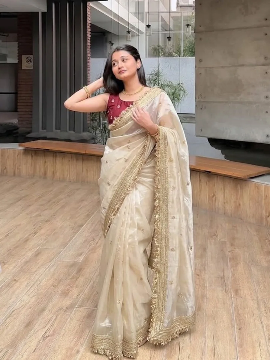 Floral Satin Saree