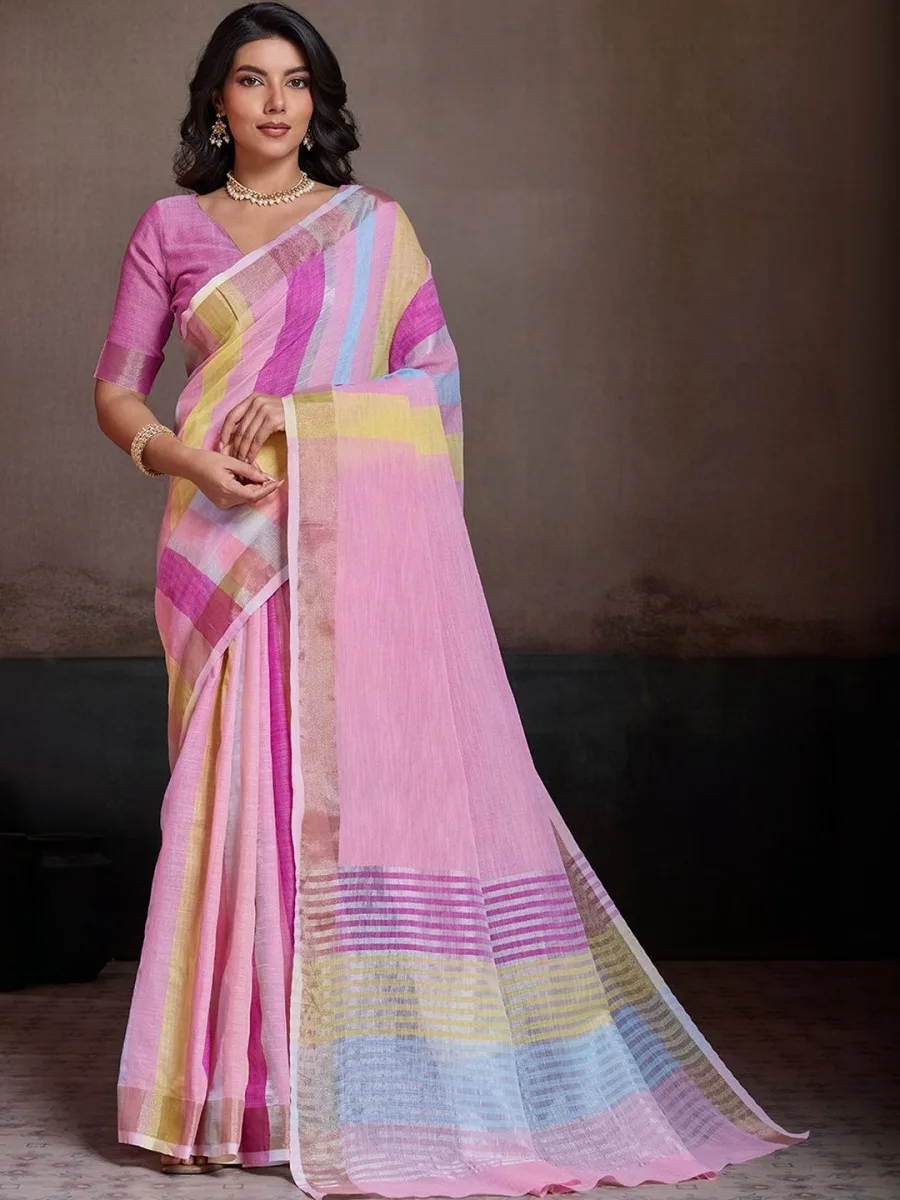 Organza Printed Saree — Champagne