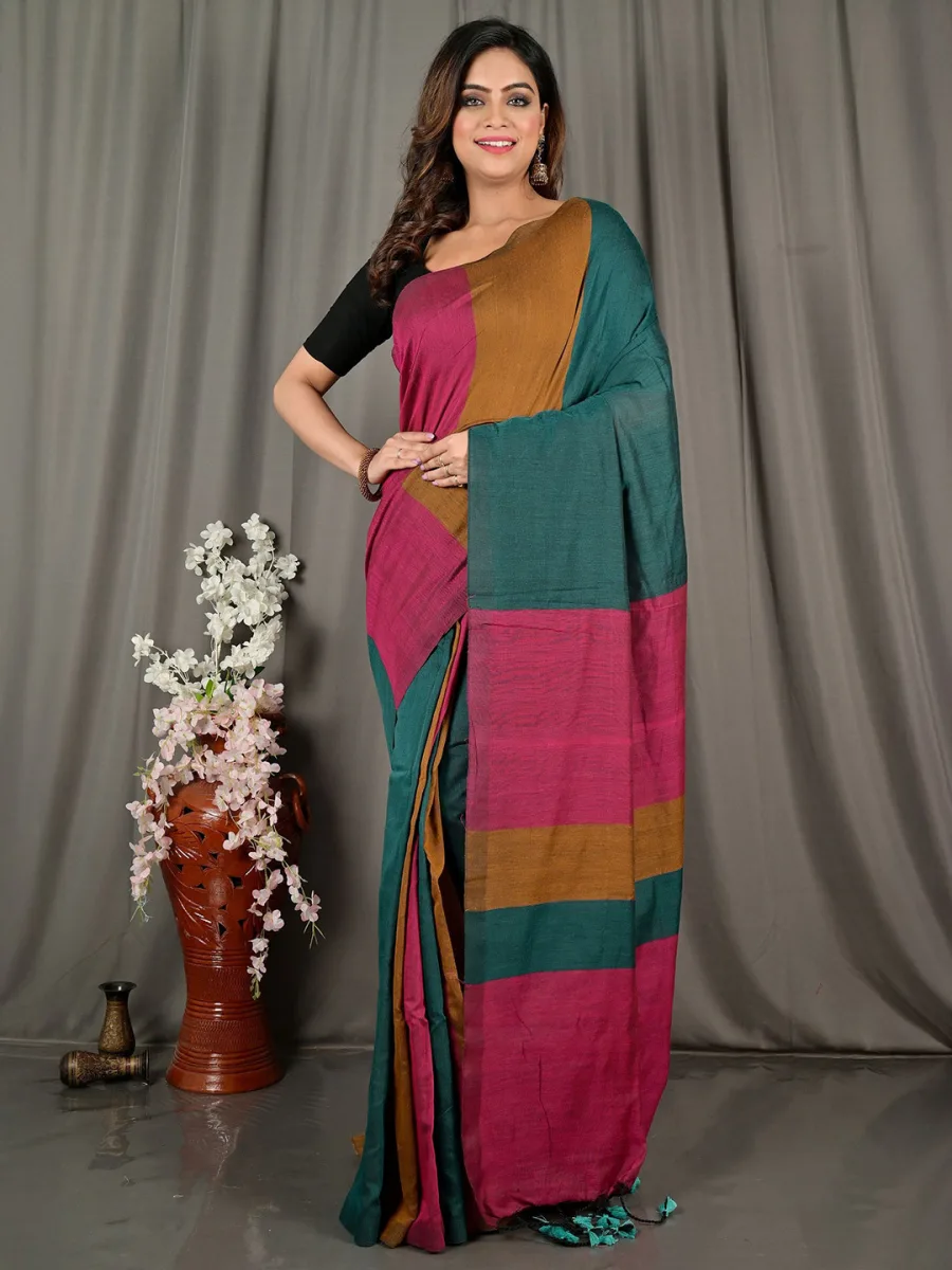 Colourblocked Taant Pure Cotton Saree