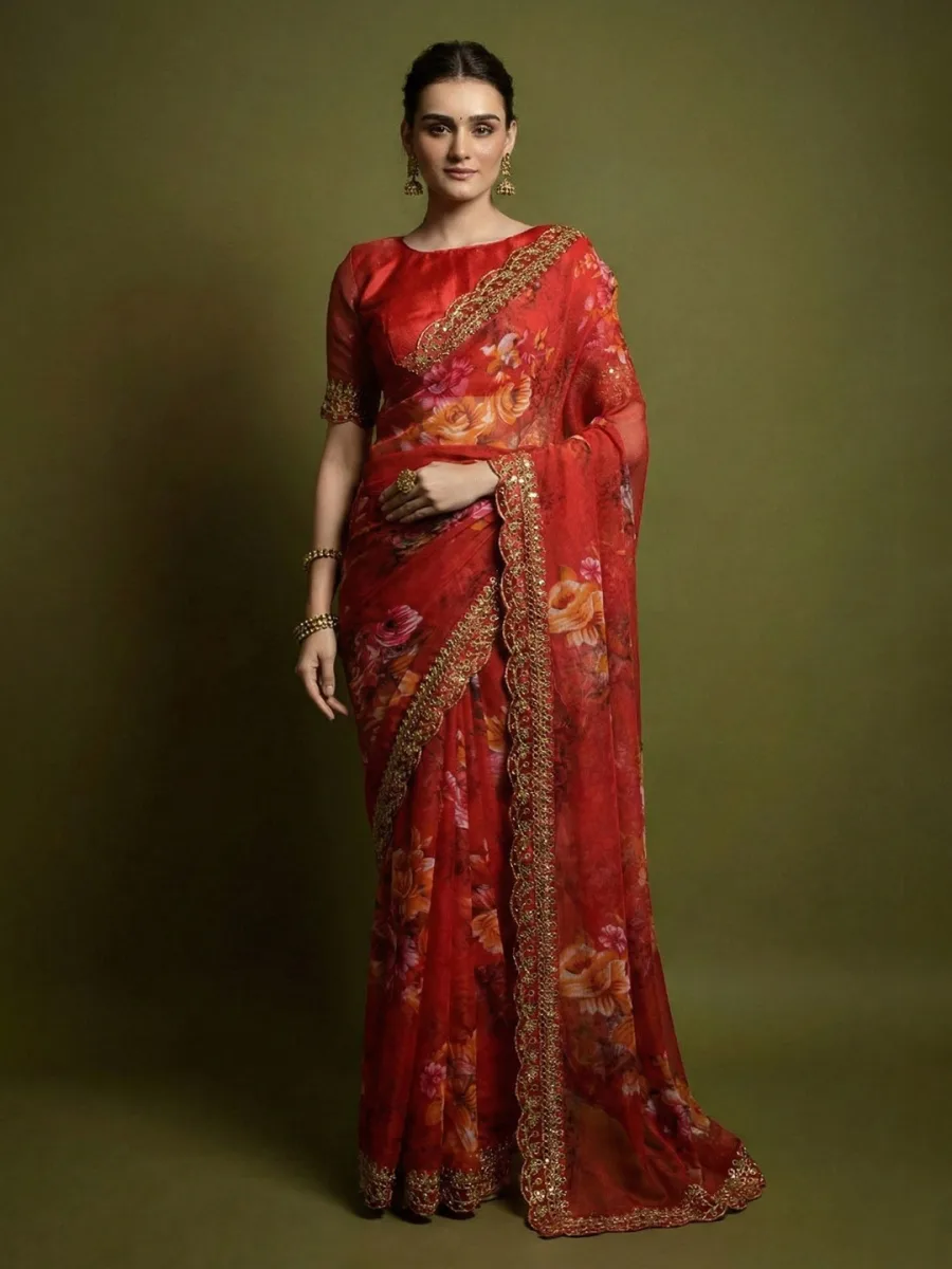 Floral Pure Chiffon Saree