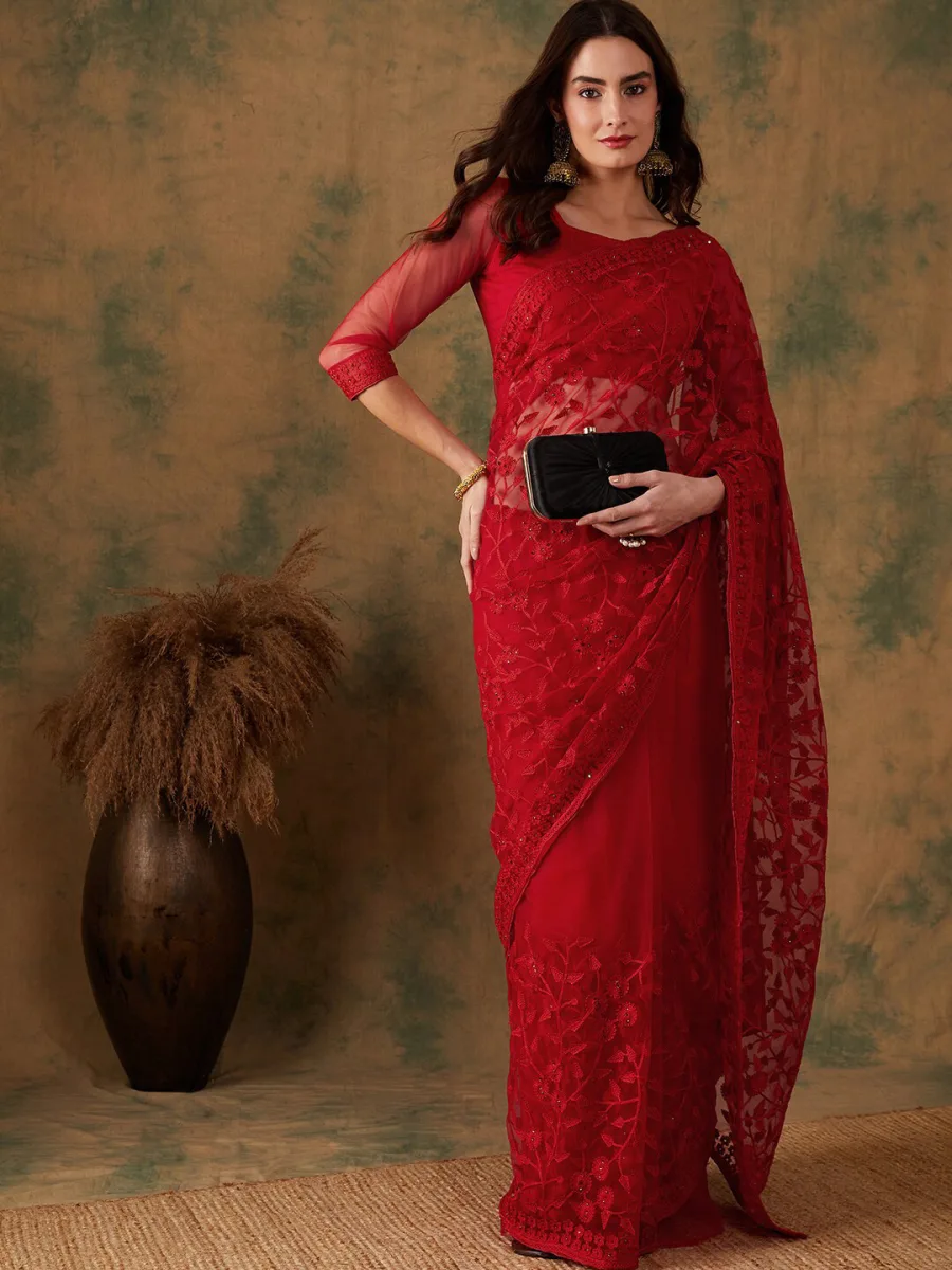 Embroidered Net Sarees