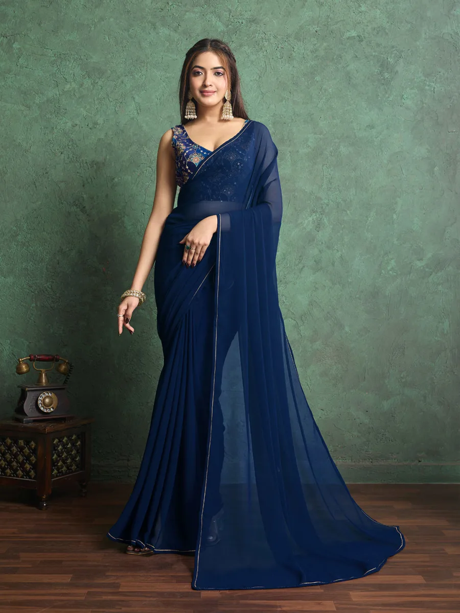 Chiffon Printed Saree — Peach