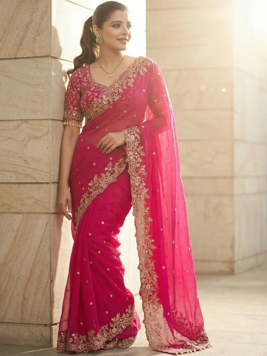 Ethnic Motifs Satin Saree
