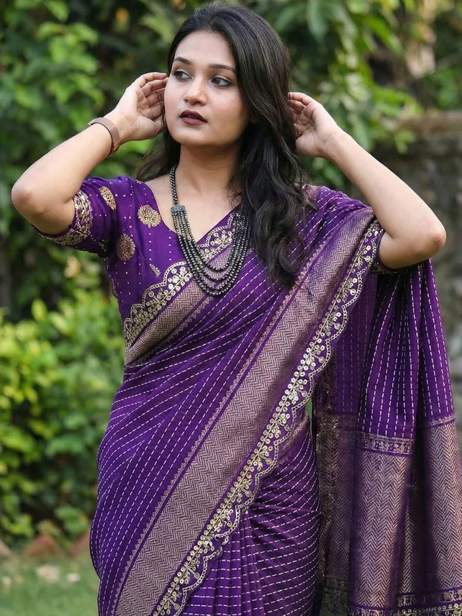 Ethnic Motifs Silk Blend Saree