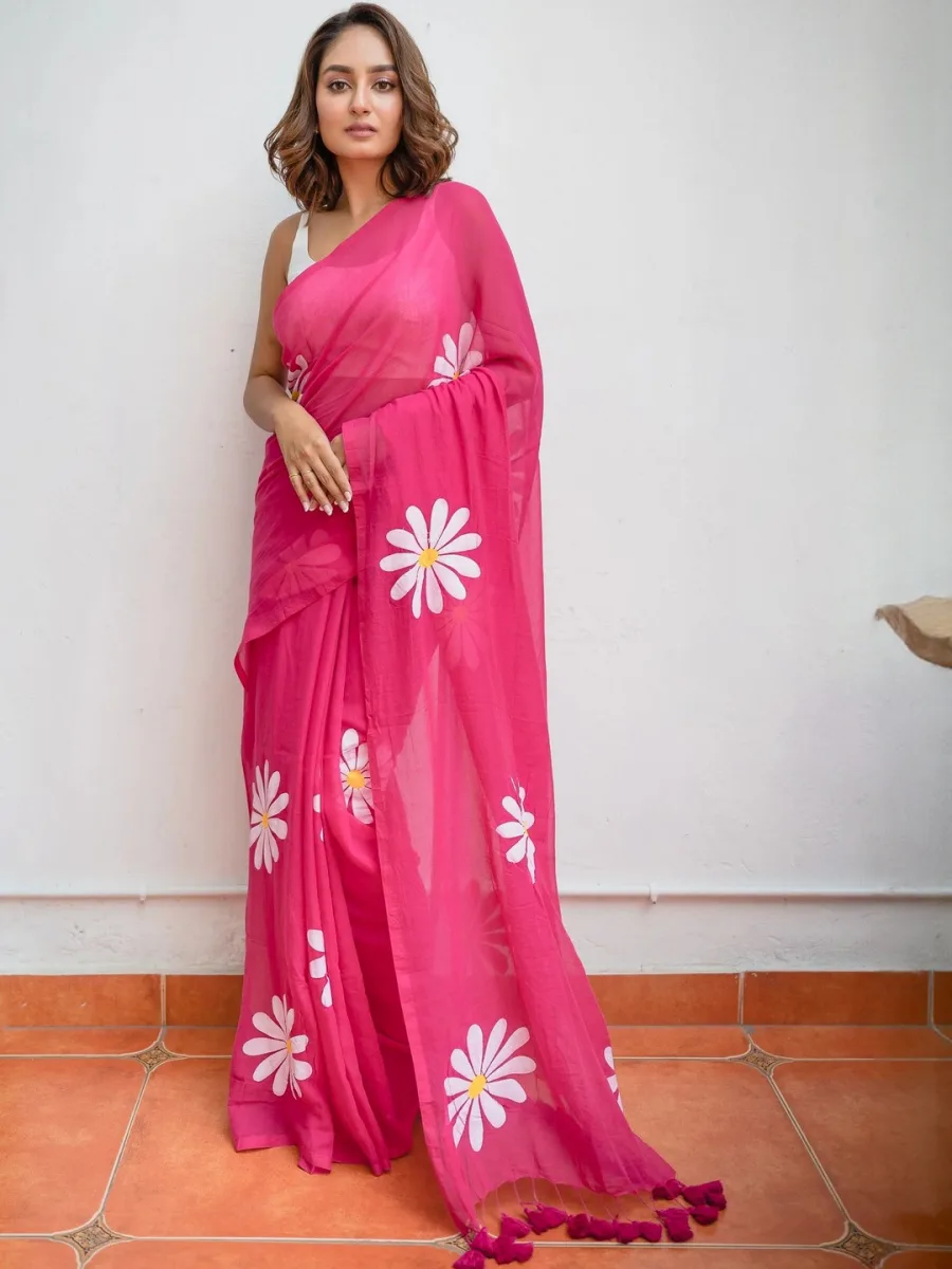 Georgette Designer Saree — Champagne