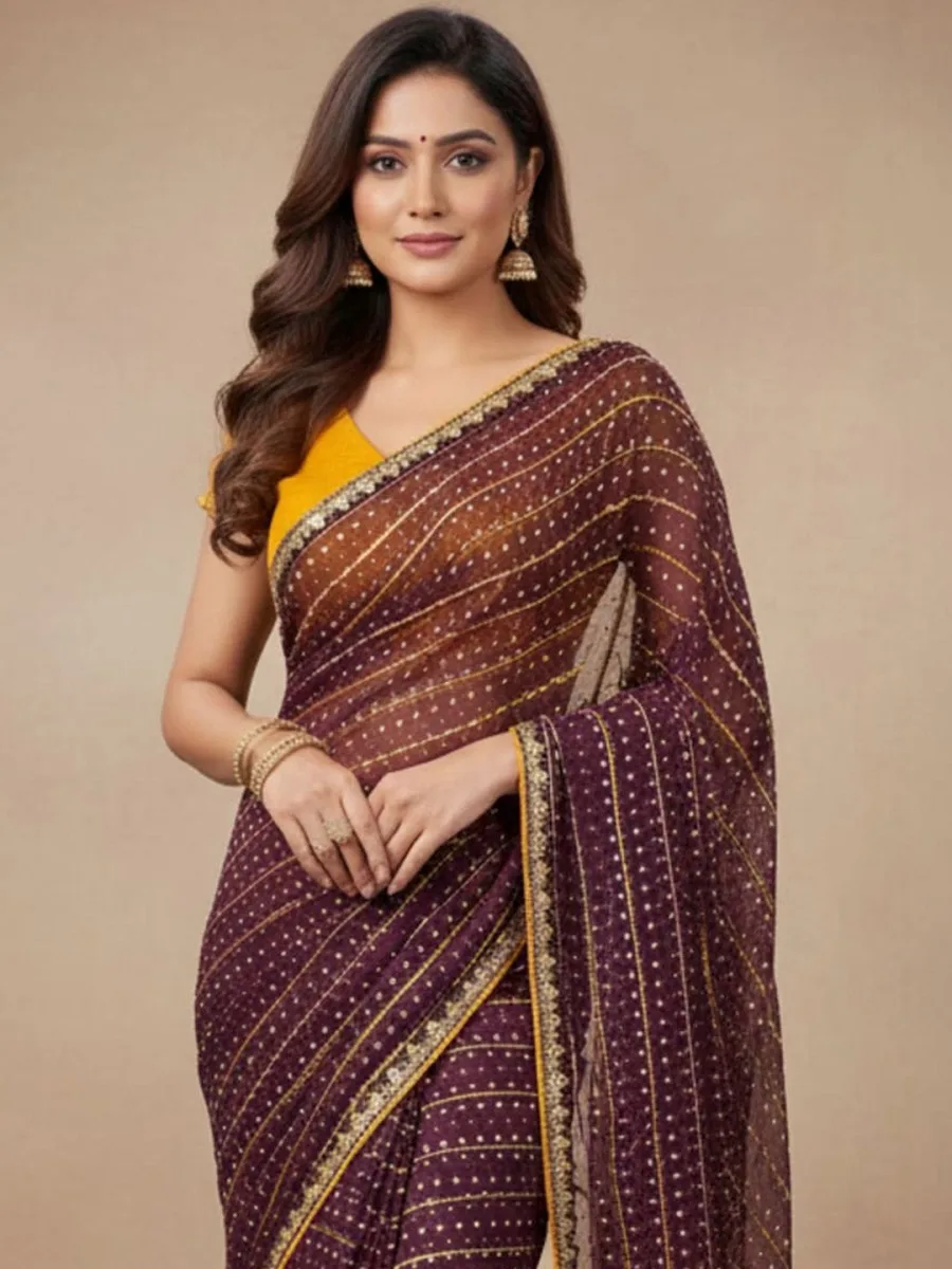 Embellished Bandhani Silk Blend Saree