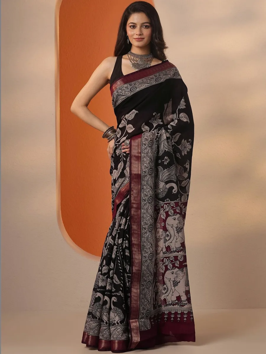 Ethnic Motifs Silk Blend Saree