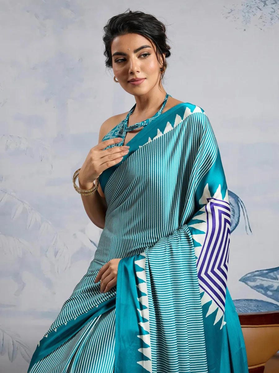 Striped Satin Silk Saree