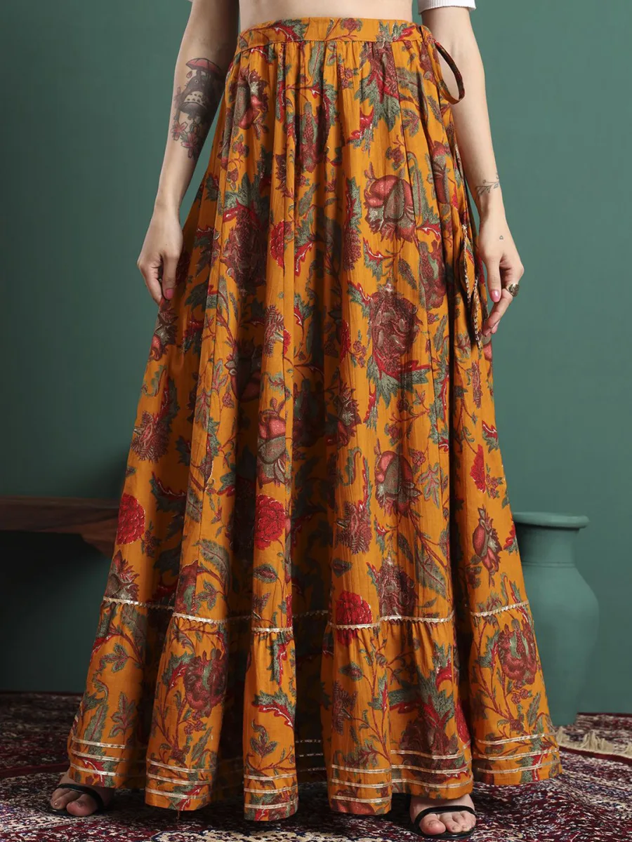Printed Flared Maxi Skirt