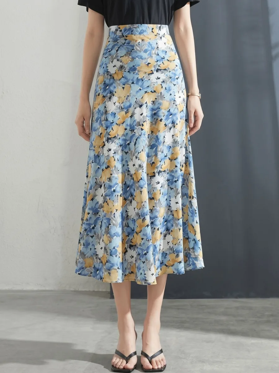 Women Floral Midi A-Line Skirt