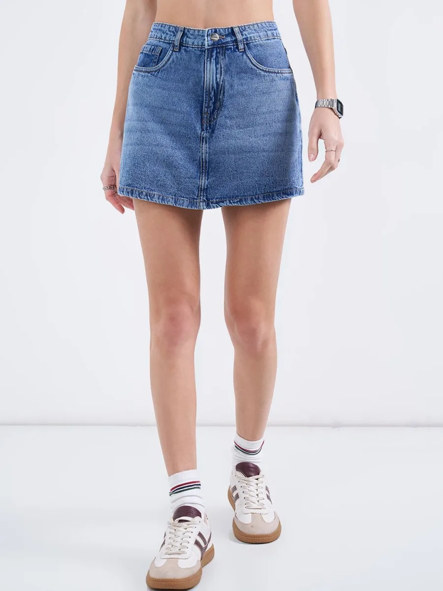 Women Cotton Mini A-Line Skirt
