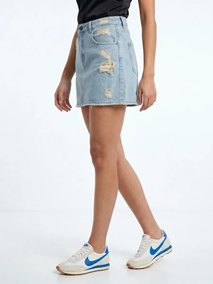 Cotton Mini Straight Skirt