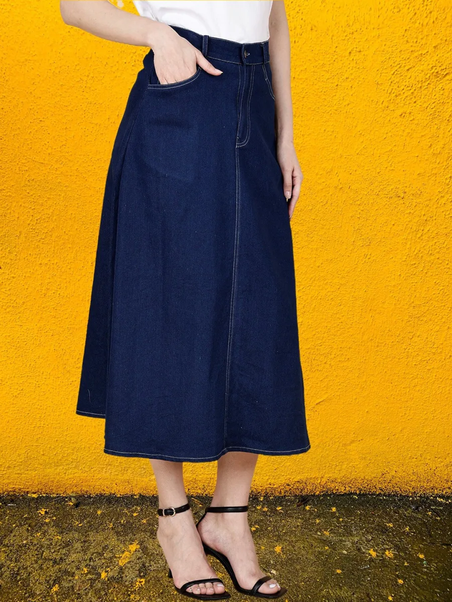 Women Long Length Denim Skirt
