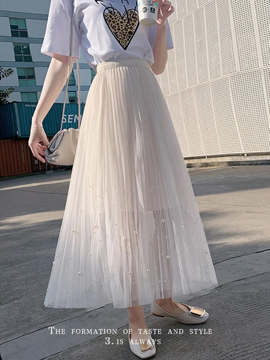Flared Pleated Midi Skirt