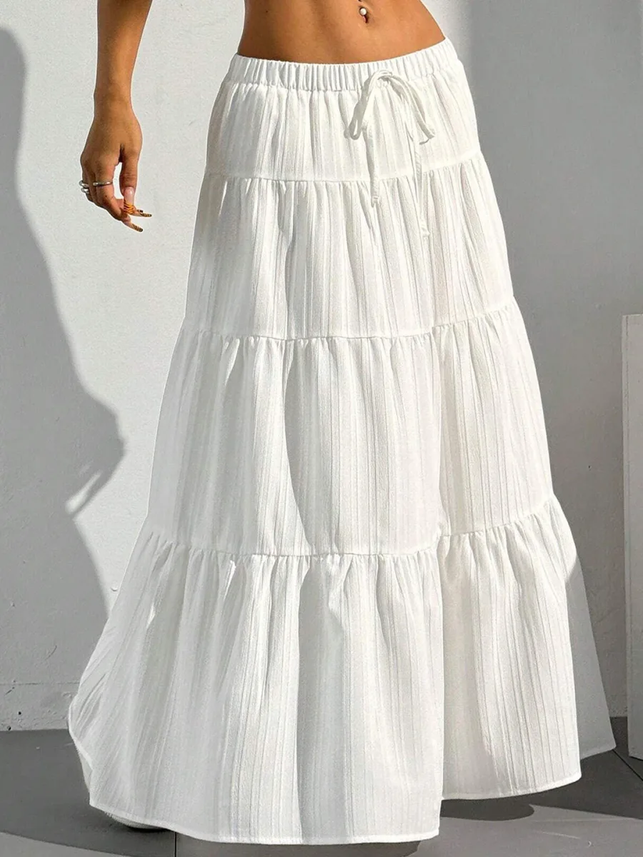 Gathered Flared Maxi Skirt