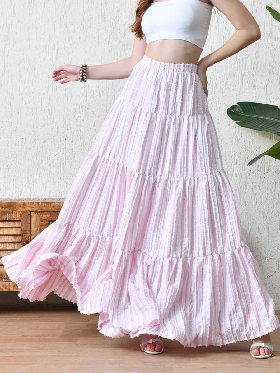 Tiered Flared Maxi Skirts