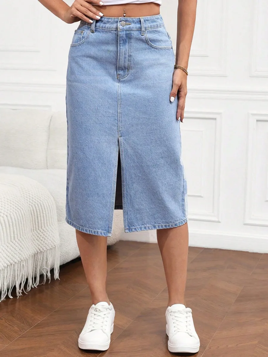 Front Slit Midi Skirt