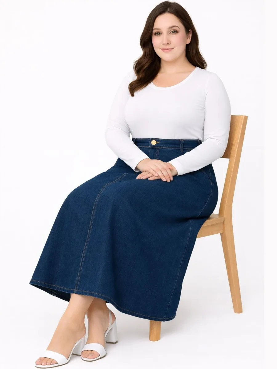 Denim A-Line Maxi Skirt