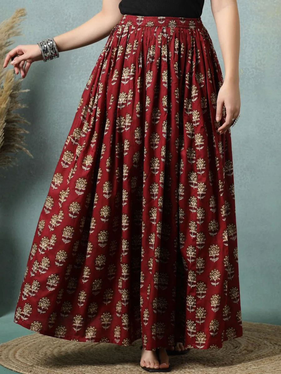 Printed Flared Maxi Skirt